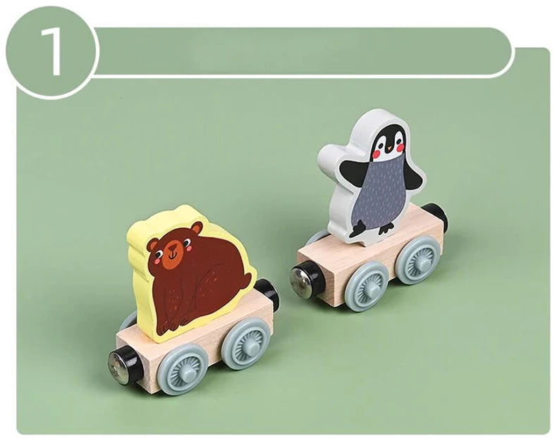 train magnétique avec pingouin et ours