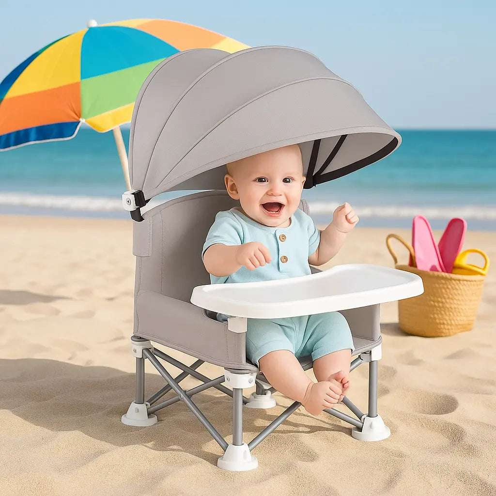siège d'appoint avec bébé à la plage 