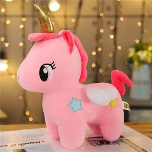 Peluche licorne rose et dorée - Monde à maman