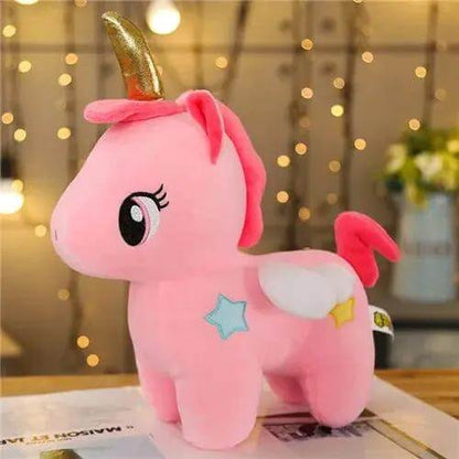 Peluche licorne rose et dorée - Monde à maman