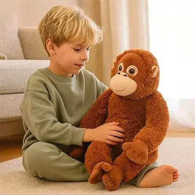 peluche singe tout brun - Monde à maman