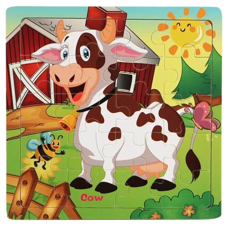 Puzzle en bois vache - Monde à maman