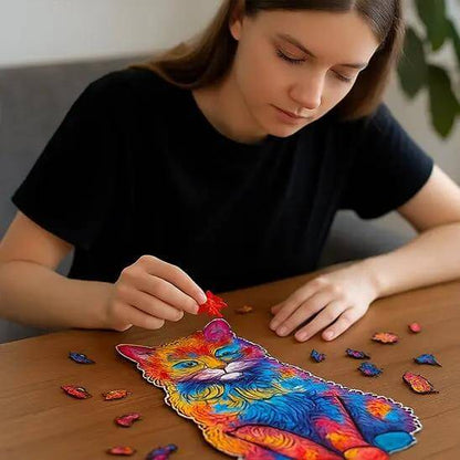 Puzzle chat en bois - Monde à maman