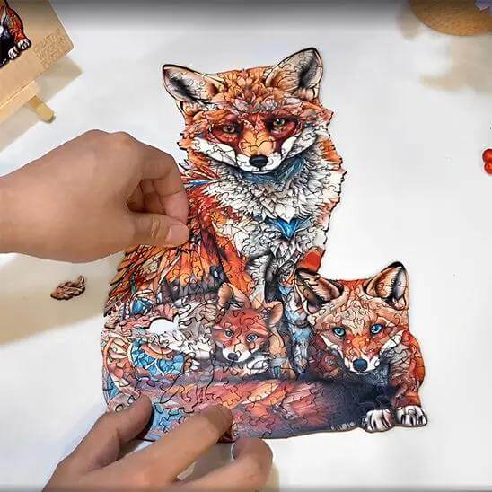 Puzzle en bois forme Renard - Monde à maman