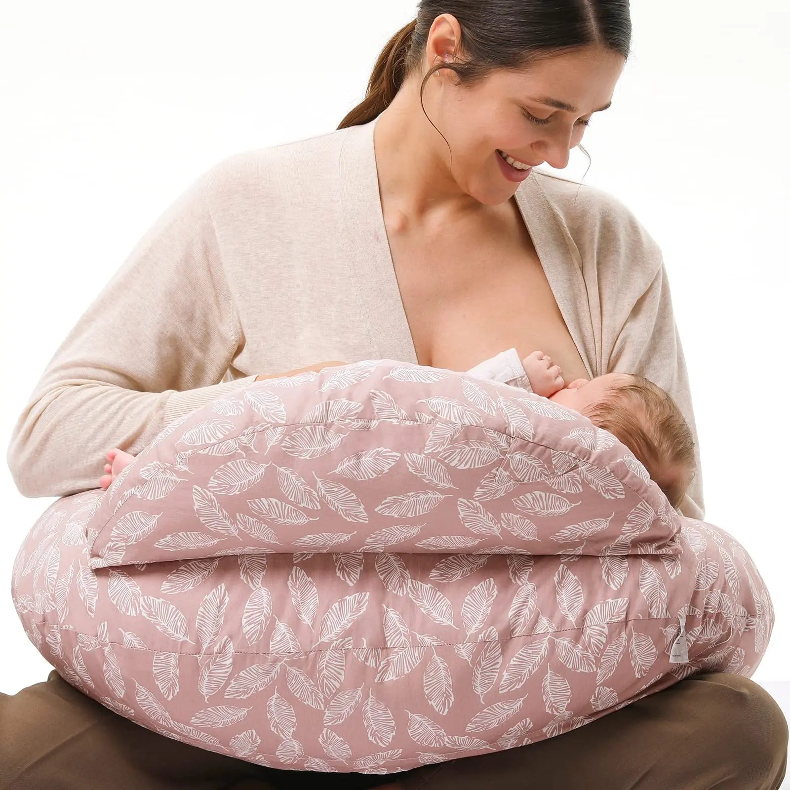 coussin-allaitement-feuilles-rose