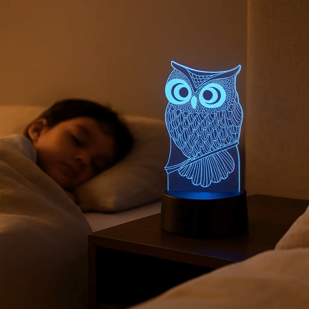 Veilleuse hibou 3D - Monde à maman