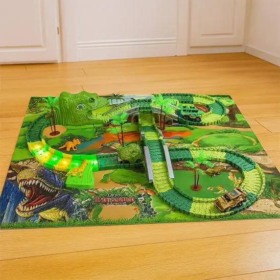 Circuit voiture dino et tapis de jeux - Monde à maman
