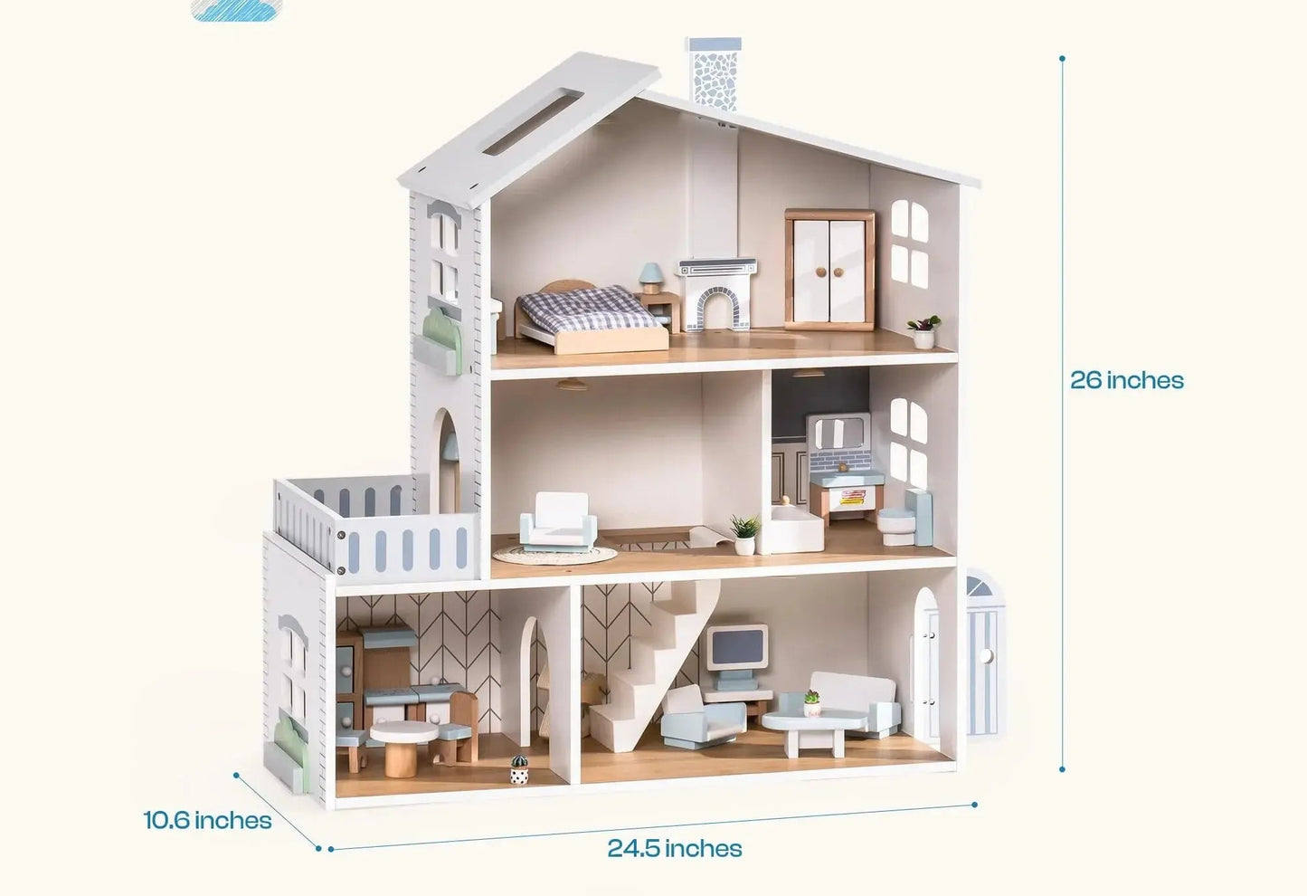 Maison de poupée en bois - Monde à maman